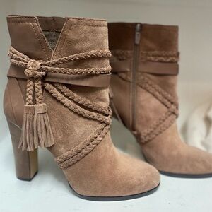 Vince Camuto Tan Braided Ankle Booties